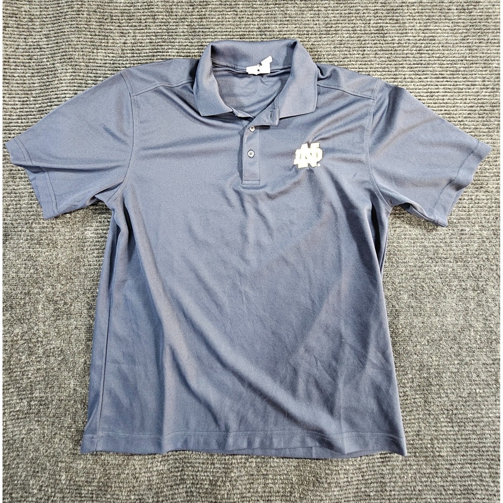 Notre Dame Fighting Irish Polo Shirt Men Medium Blue Clique Football Performance